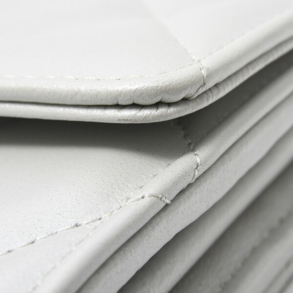 CHANEL Authentic Gray Lambskin Leather Logo Wallet - Picture 8 of 10